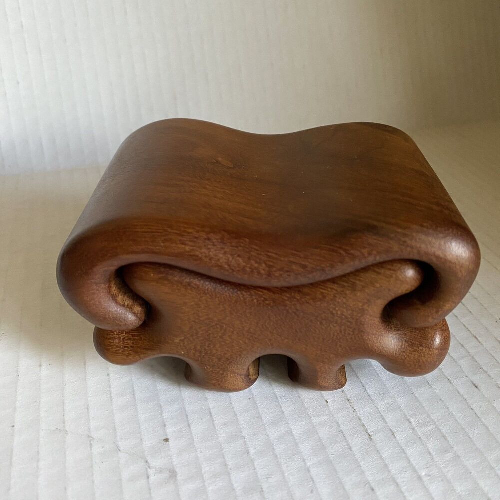 Buss Madrone Myrtle Wood Puzzle Box Modernist Jewelry Trinket 1970s